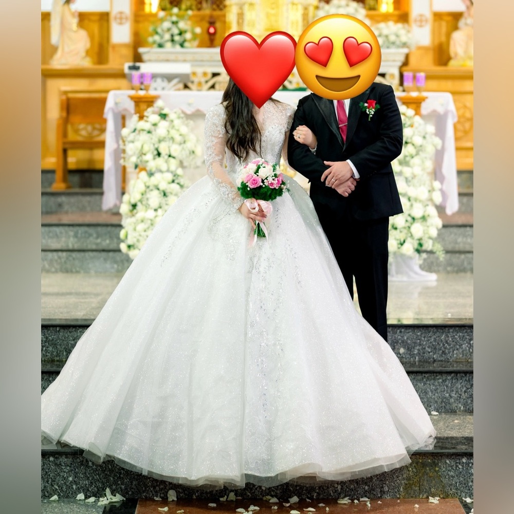 Custom Wedding Ball Gown with beaded bodice and princess train